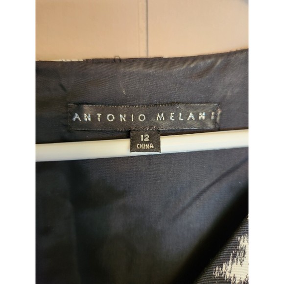 Antonio Melanie Size 12 Black White Sleeveless Dress Stretchy - Picture 3 of 7